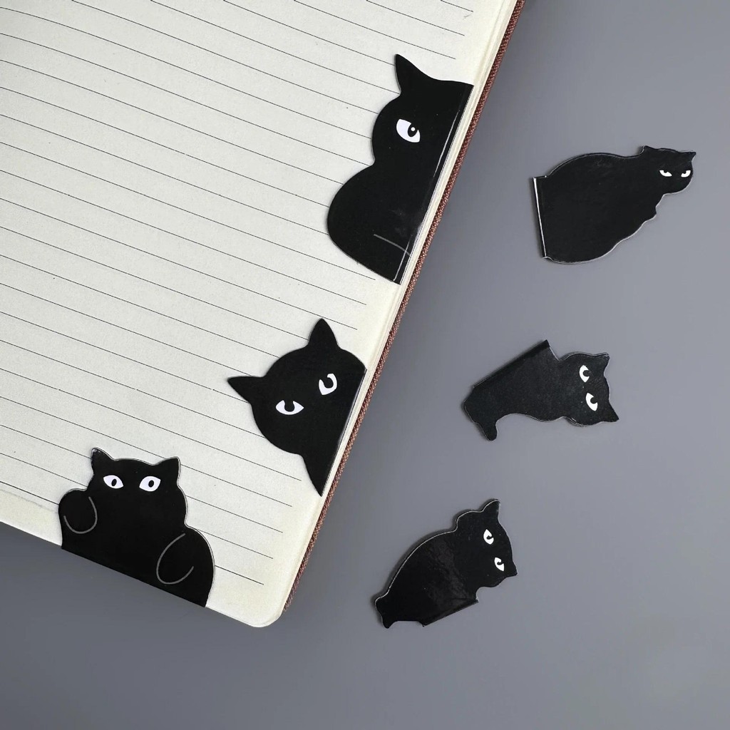 

6/7pcs kawaii black cat Metal Bookmark Magnetic Reading Bookmark Reading Auxiliary tool For Reader Writers Book Lovers Students