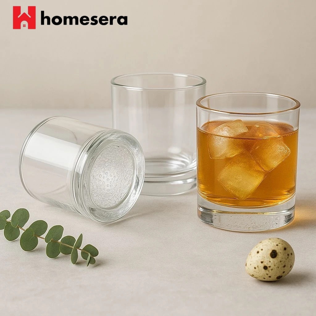 Gelas Kaca Bening 300ml (6pcs)– Diameter 10cm Tinggi 9cm Tahan Dingin & Panas Cocok untuk Cafe dan R