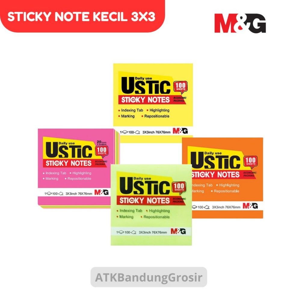 

Sticky Note / Memo Stick M&G U-Stick 3X3 100 Sheet Daily Use Economic Packing / Sticky Notes - SATUAN