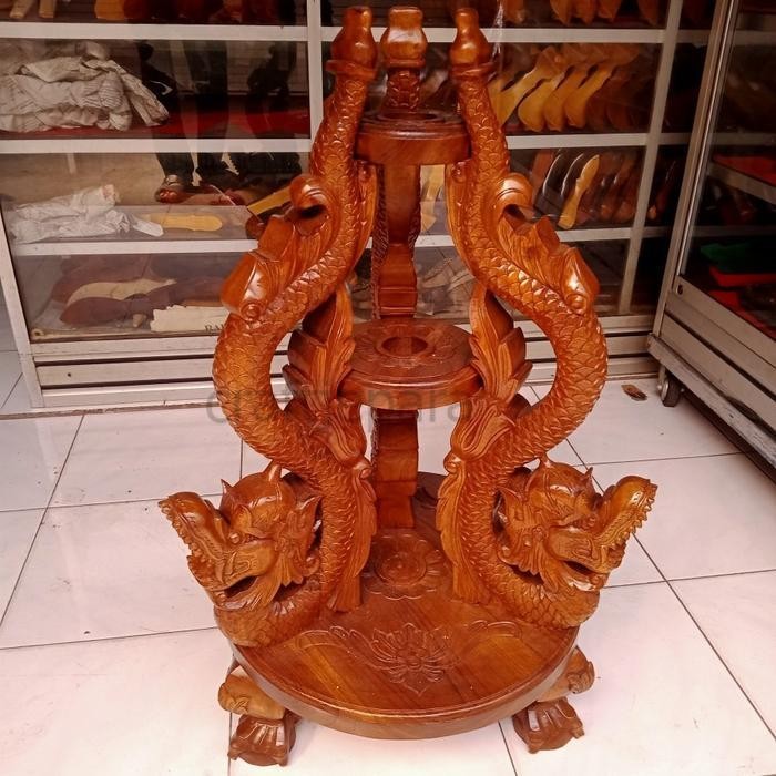 Jagrak Stand Dudukan Pataka Tongkat Pusaka Model Naga Kembar 3 Besar CJ4343