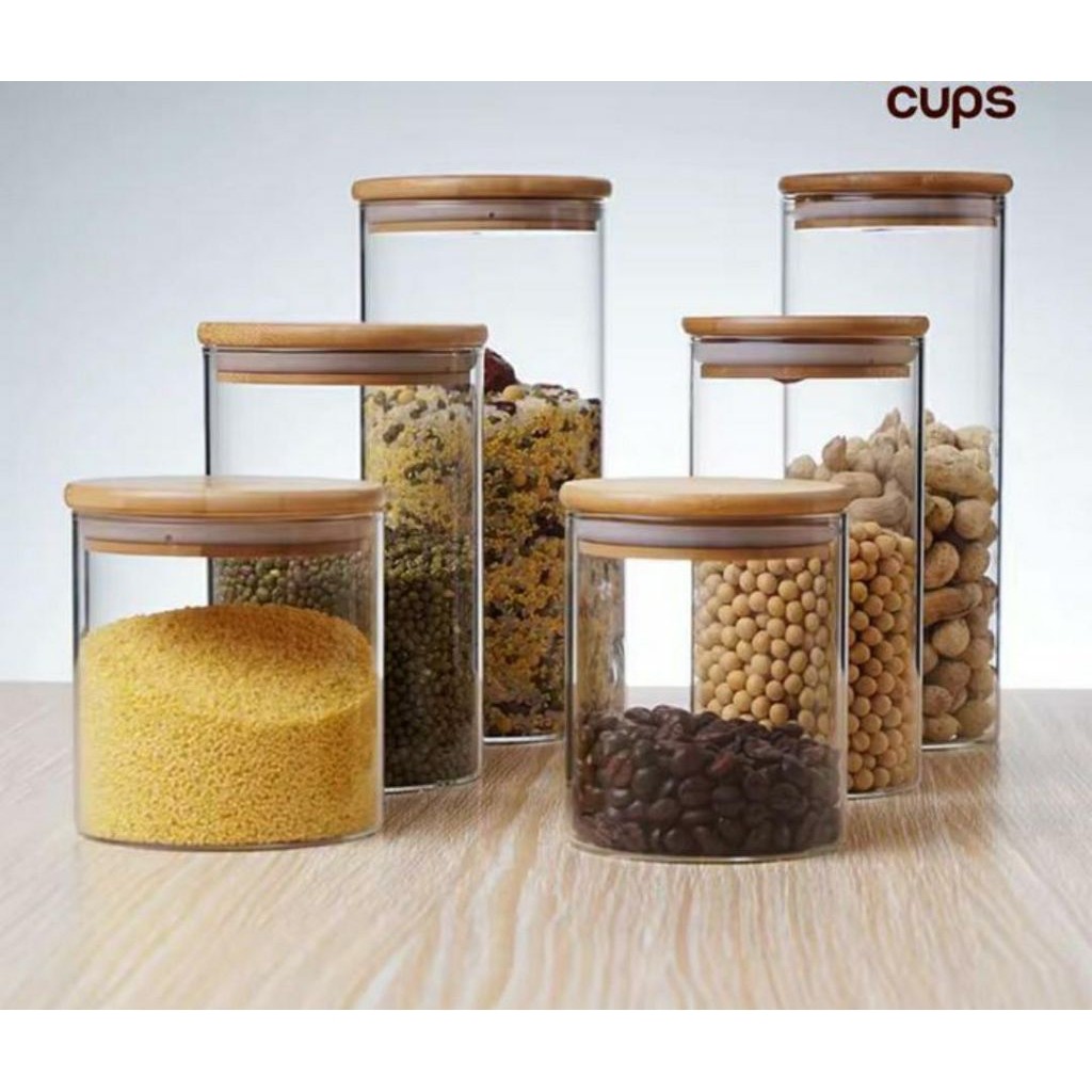 toples kaca tutup kayu kaca kedap udara