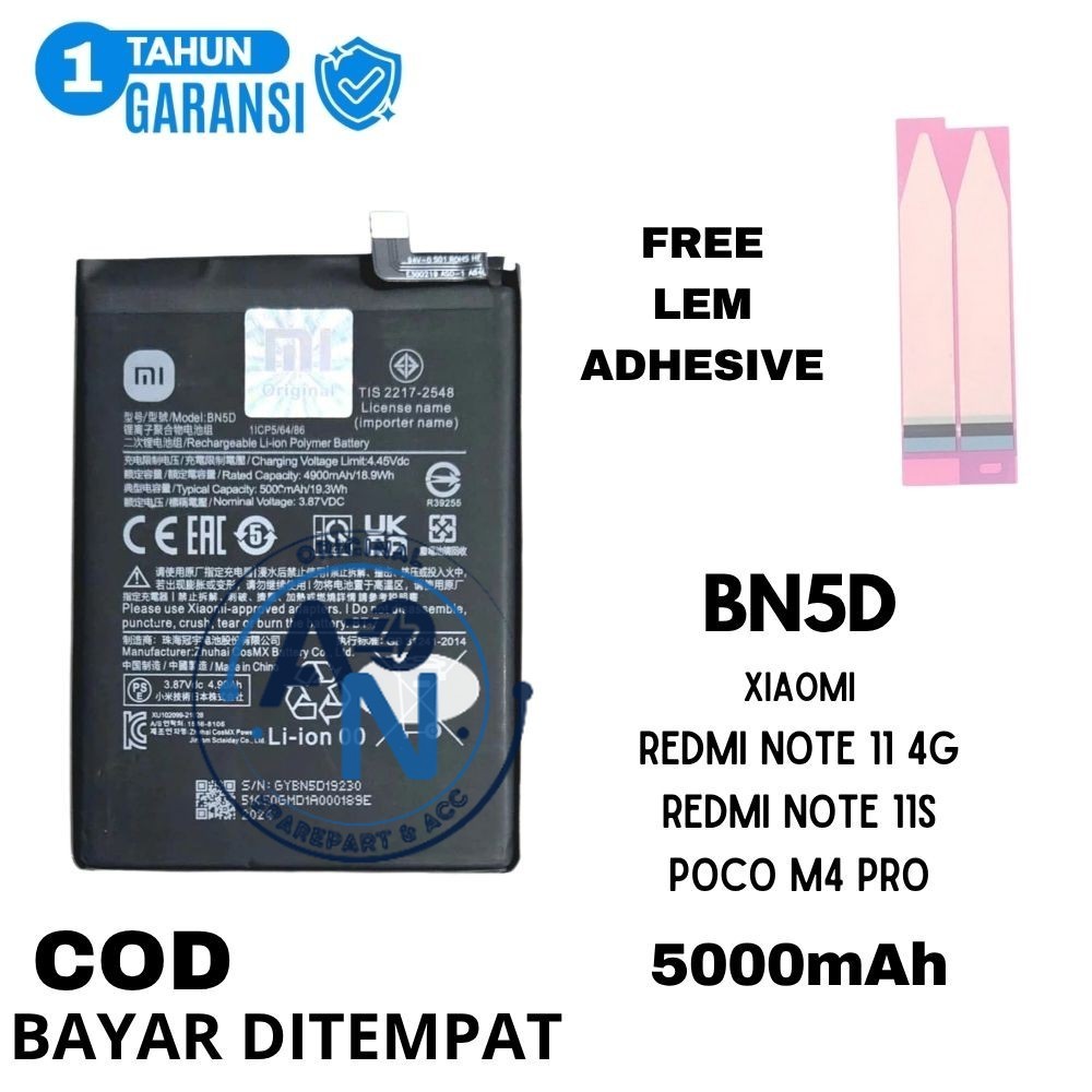 BATERAI BATRE XIAOMI REDMI NOTE 11 4G / NOTE 11S / POCO M4 PRO BN5D 5000MAH ORIGINAL BERGARANSI