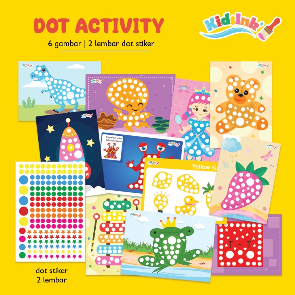 

LEMBAR DOT DIY STIKER 6 lembar Dot Activity Mainan Edukasi Stiker Anak, PIKIDO