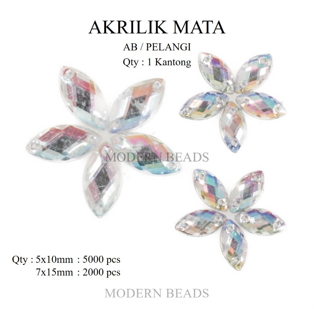 [KANTONG] Akrilik Mata AB / Pelangi / Diamond Kristal Akrilik / Payet Akrilik / Acrylic Pelangi Grad