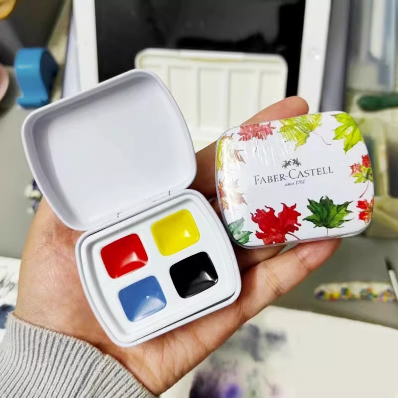 

4-color Solid Watercolor Pigment Set for Beginners Outdoor Travel Hand-painted Illustration Creation Mini Portable Paint Box