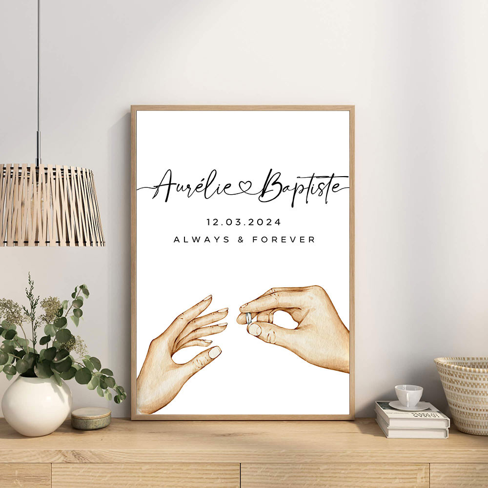 

Couple Personalized Poster Lovers Name Date Custom Art Print Minimalist Canvas Painting Wedding Anniversary Ceremony WallPicture