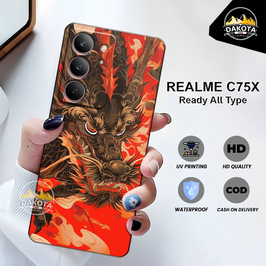 Dakota - Casing Fullprint HD For HP REALME C75X - Softcase Motif Dragon Full Cover Case HP Terbaru 2