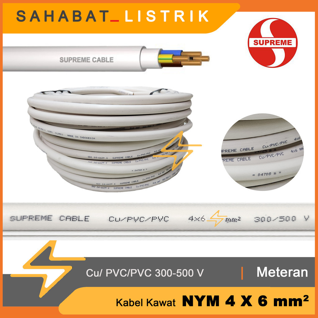 KABEL SUPREME NYM 4X6 PUTIH METERAN - PER METER