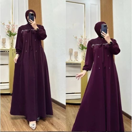 RANIA DRESS BL - Rania Dress Gamis Mewah Brukat Payet Mutiara - BOCISHOP88