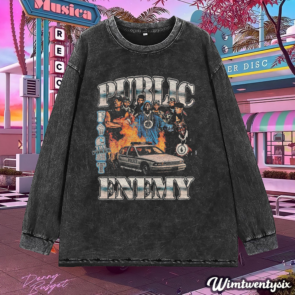 wimtwentysix "public enemy" oversize longsleeve | kaos oversize | washed | t-shirt oversized | vinta