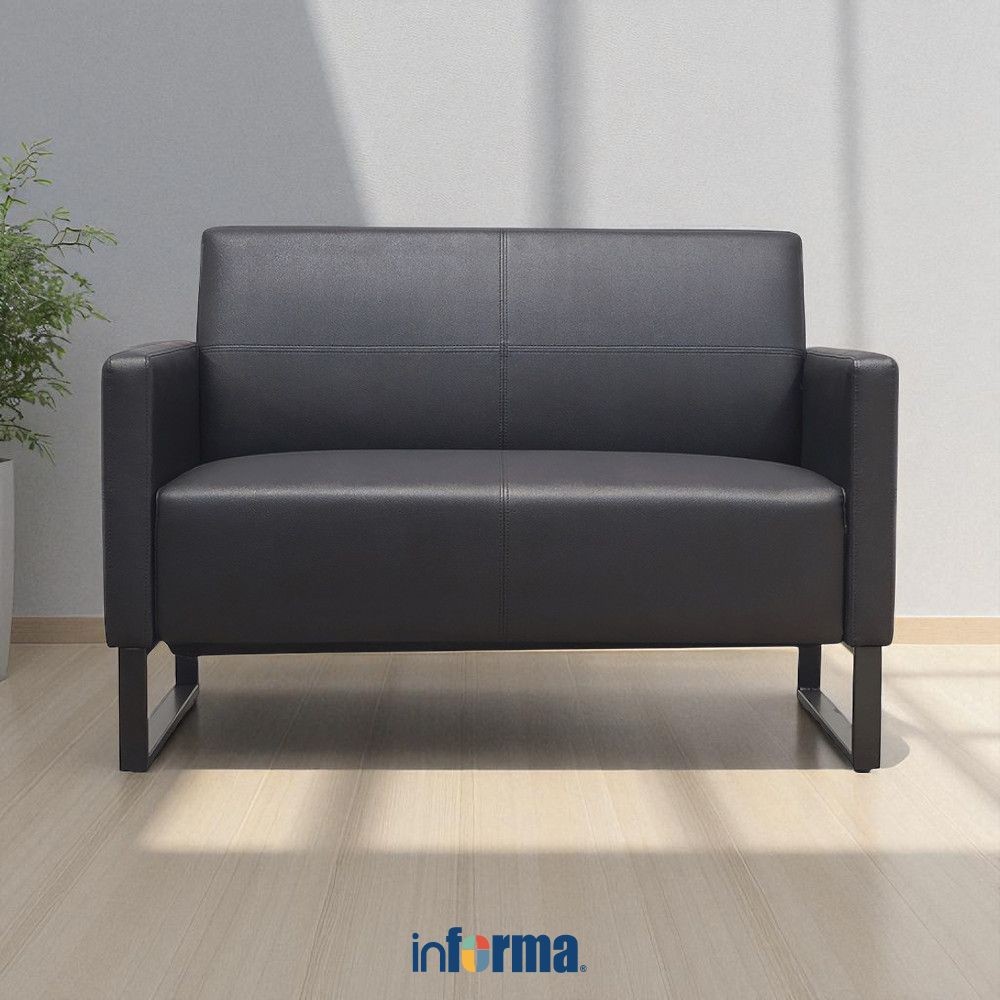 Informa Hillton Sofa Kulit 2 Seater - Hitam Tempat Duduk Empuk Sofa Ruang Tamu Furniture Indoor Ruma
