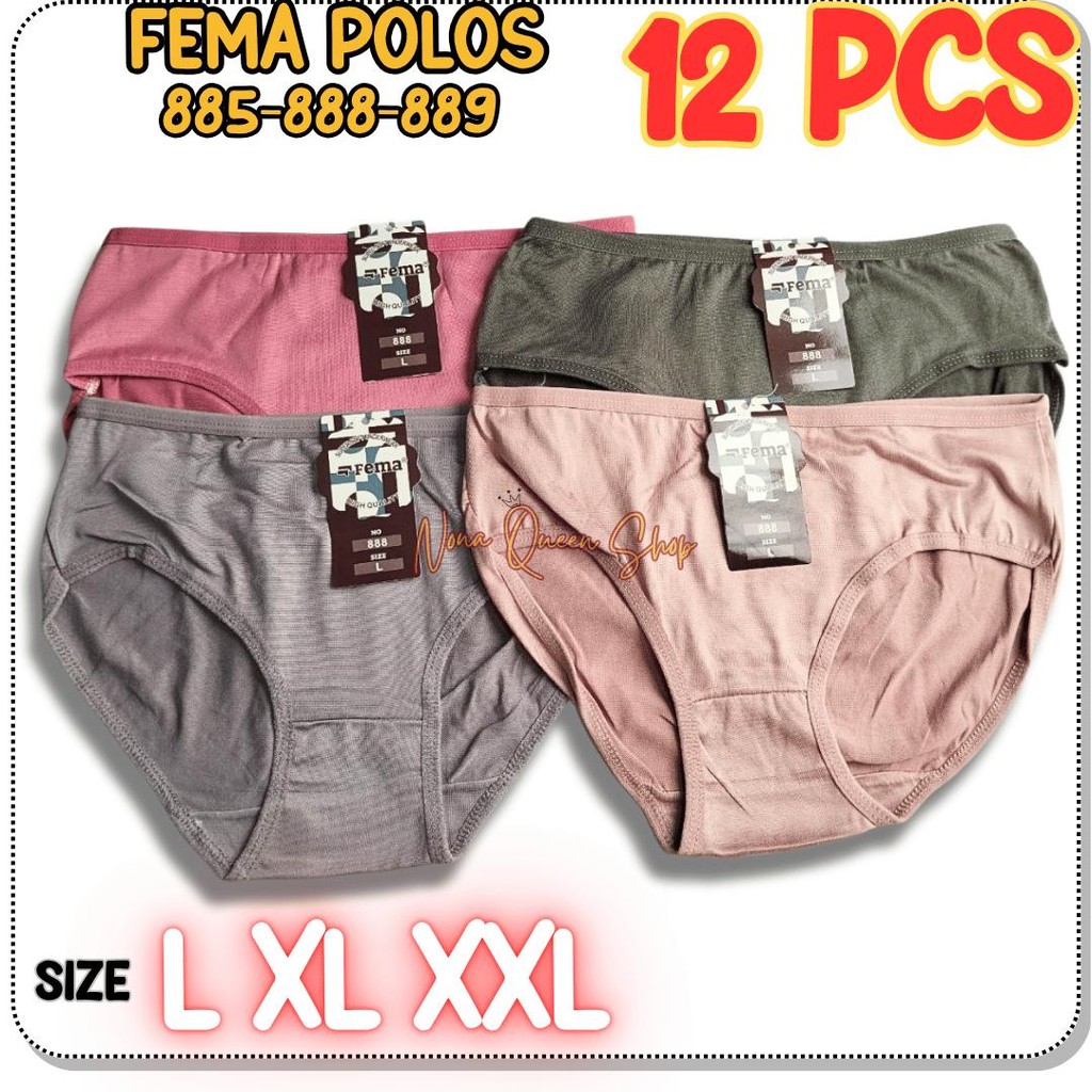 12 PCS CD FEMA 885 888 889 CELANA DALAM MAXI CEWEK WANITA FEMA POLOS REMAJA DEWASA MOTIF POLOS KATUN