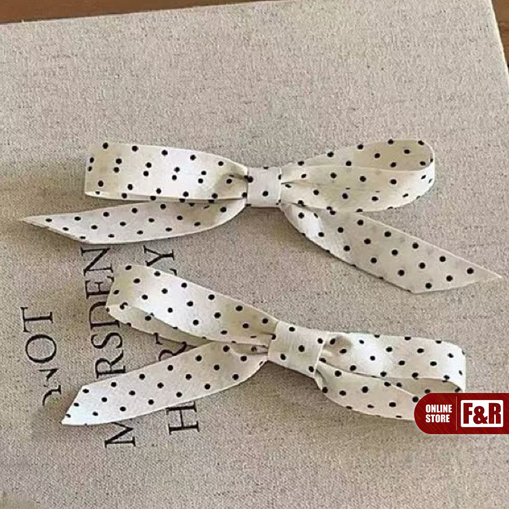 Hair Ties Pita Motif Polkadot Casual Cute Manis Tali Rambut Model Pita Hitam Putih Aksesoris Fashion