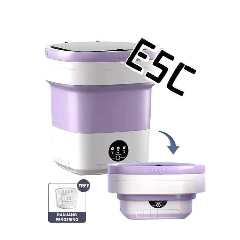 ECS Mesin Cuci Mini Dan Pengering Pakaian Digital/ Mesin Cuci Lipat Kapasitas 12L