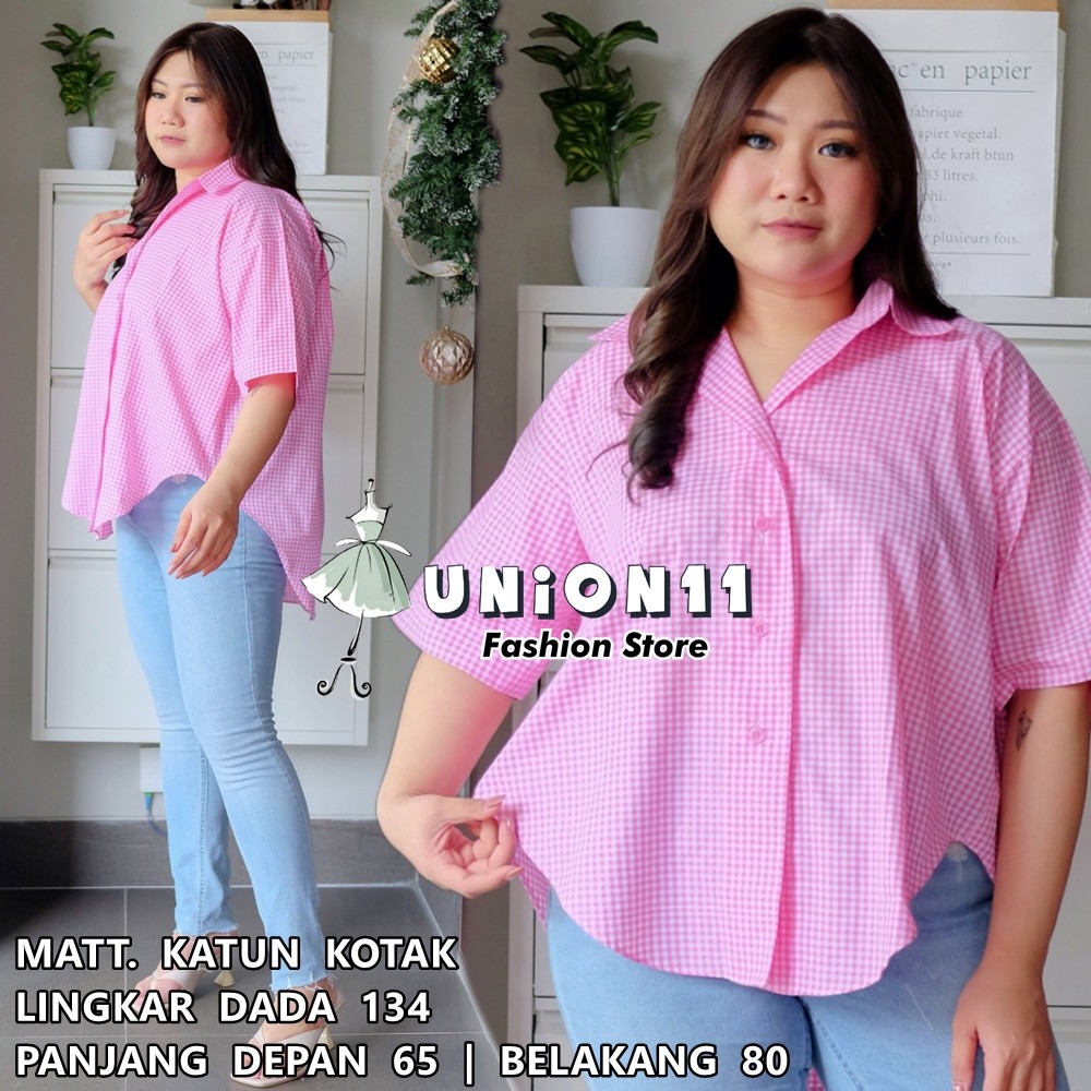 [𝗗𝘆𝗻𝗮𝗿𝗮]  KEMEJA JUMBO XXXXL WANITA LD 130 /  ATASAN JUMBO WANITA LD 130 / KEMEJA WANITA JUMBO LD 13