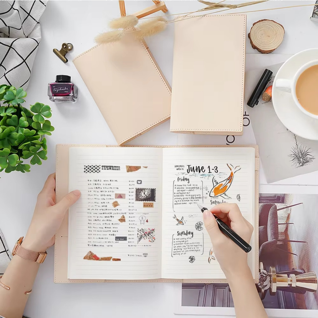 

Retro Leather Notebook Cover A5/ B6 slim/ A6 For Midori Notebooks Portable Journals Diary for School Students Writing Stationery