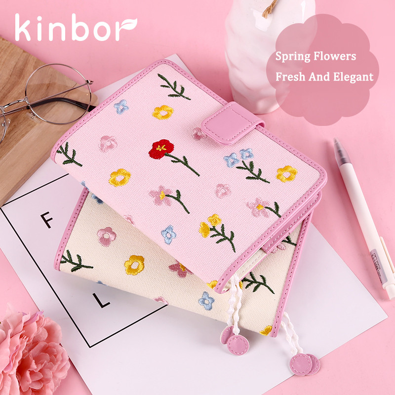 

Kinbor Kawaii A6 Notebook Monthly Planner Self Filling Date Agenda Months Diary Personal блокнот carnet Embroidery Cloth Cover
