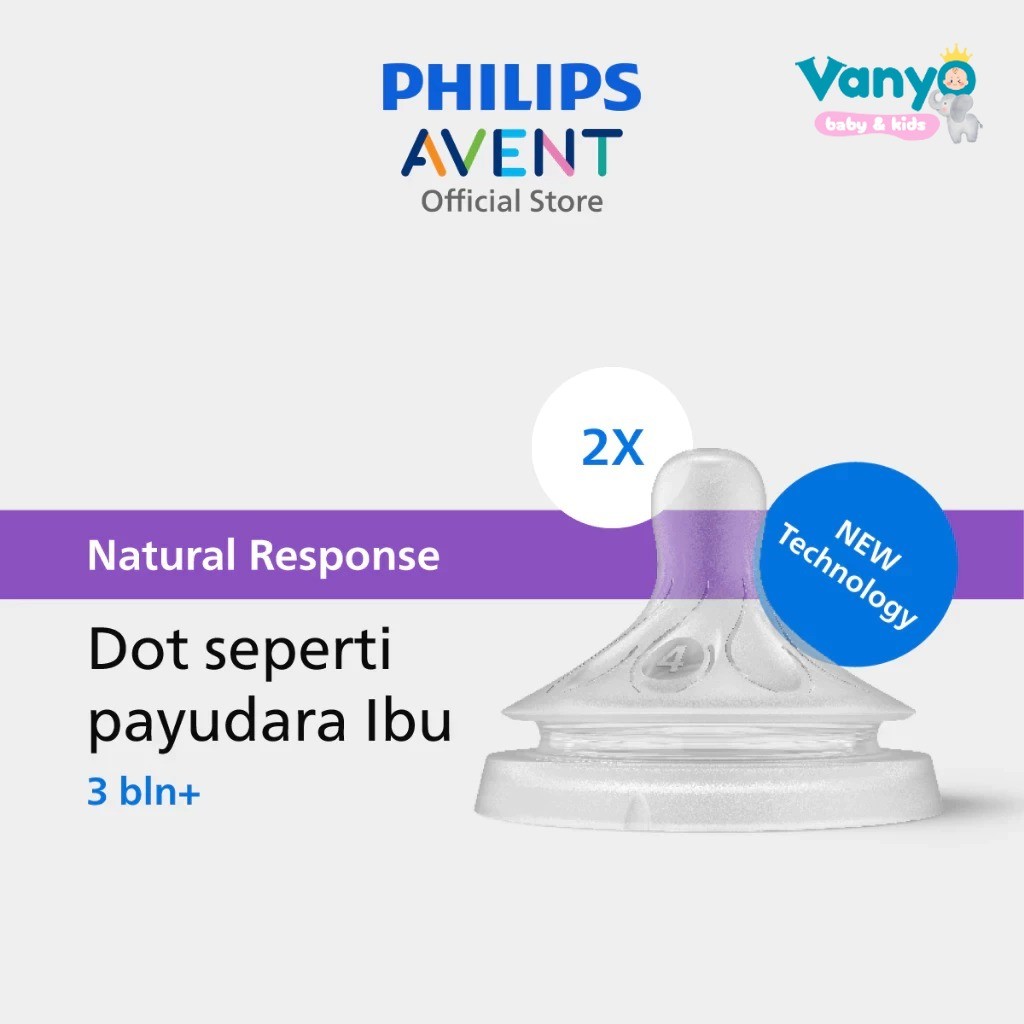 Philips Avent Karet Dot Natural Response isi 2 pcs Baby Teat Natural 3.0 kepala dot botol susu bayi