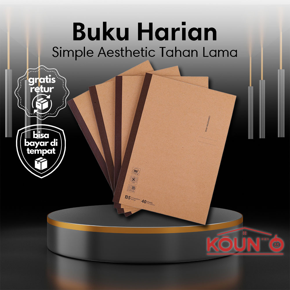 

Notebook Kraft Brown B5 Minimalis Buku Harian Vintage Buku Tulis Catatan Harian Aesthetic Warna Natural