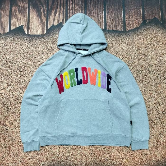 Pullover hoodie AMES WORLDWIDE logo bordir art abu abu casual size XXL