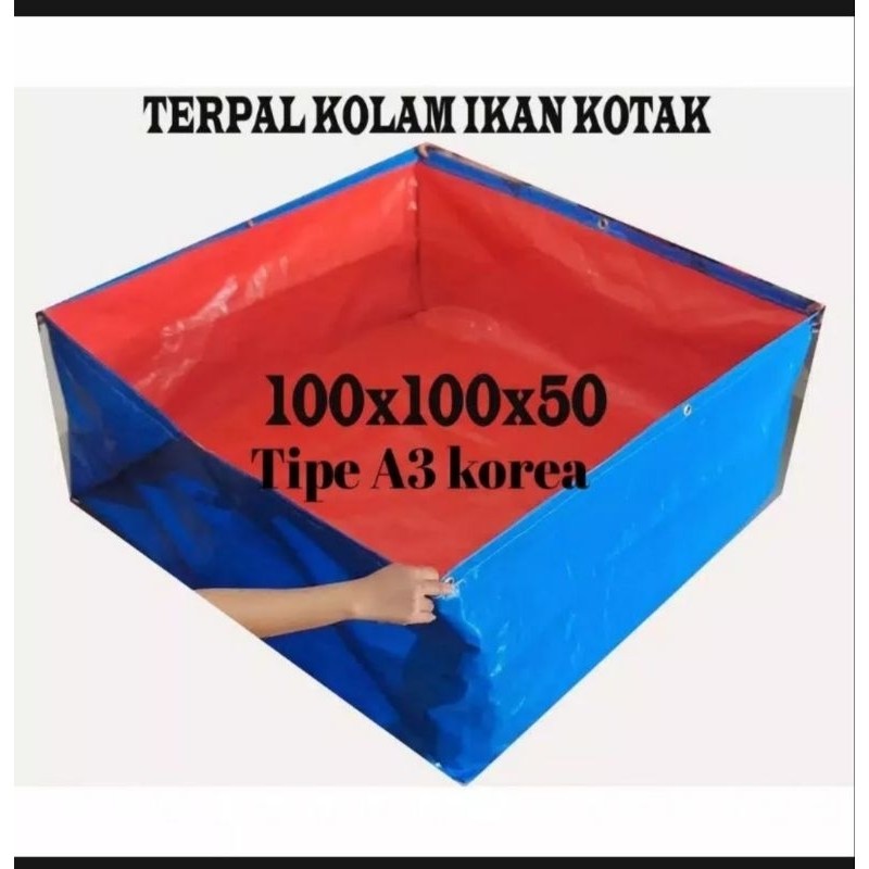 terpal kolam ikan 100x100x50 a3 korea terpal kolam ikan 1m x 1m x 50cm 100% REALPICT