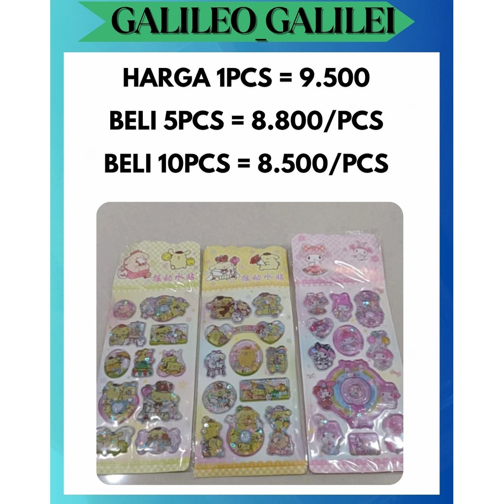 

GW STICKER 3D WATER GLITTER KARAKTER 1 PAPAN SEKITAR 9 - 12 PCS STIKER CUTE DAN UNIK