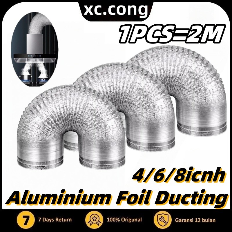 Pipa Exhaust 4/6/8 Inci, Cerobong Asap Fleksibel, Hood Dapur, Kipas Angin, Kipas Ventilasi