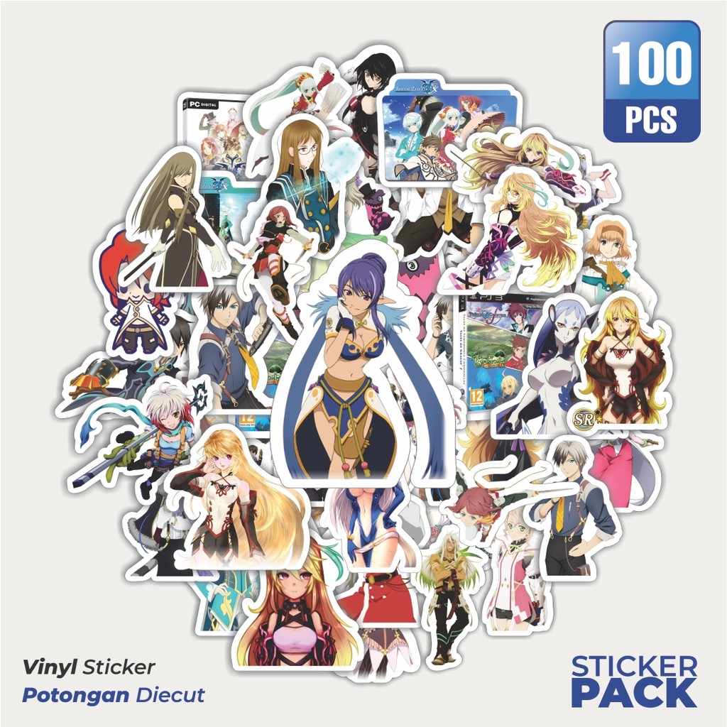 

100 PCS STIKER Stiker Game Series Tales Of Series Karakter Mix 3 Waterproof Aesthetic- Untuk Laptop, Motor, dan Helm - Paper Stationery Pack