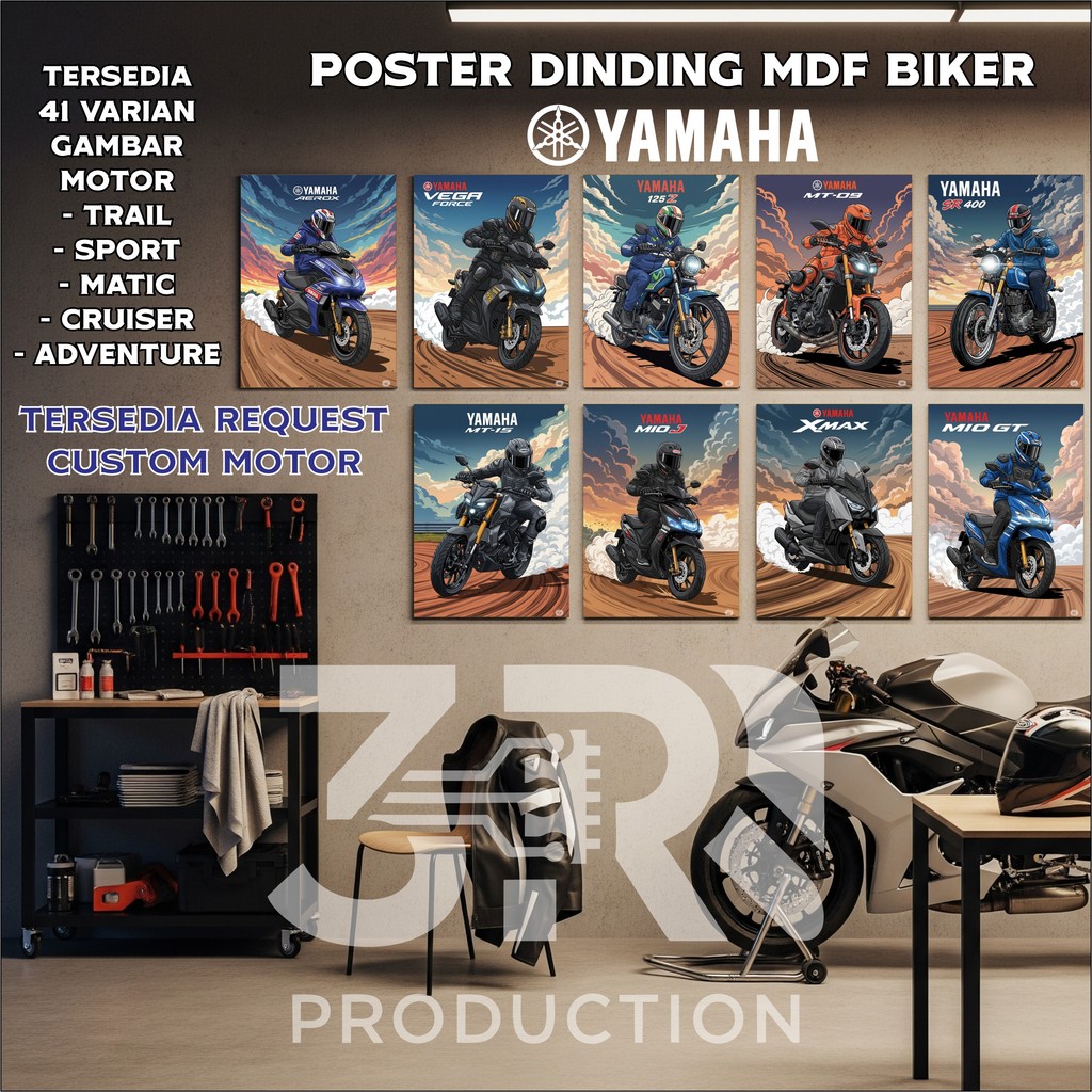 Yamaha - Poster Dinding Motor Yamaha Sport, Klasik, & Trail Ukuran 30x20cm Dekorasi Kamar Garasi