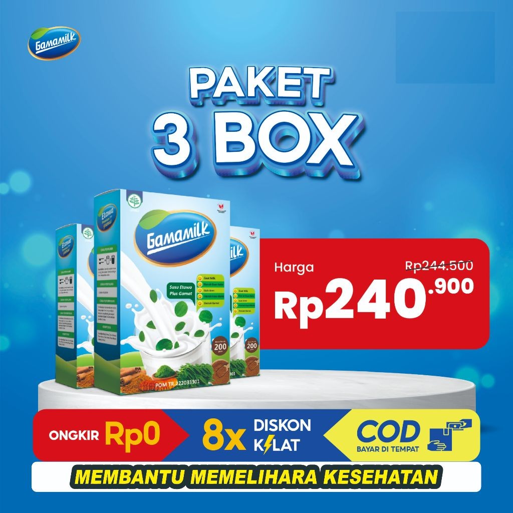 

NEW GAMAMILK - 3 Box Susu Etawa Ekstrak Gamat dan Ekstrak Daun Kelor PREMIUM