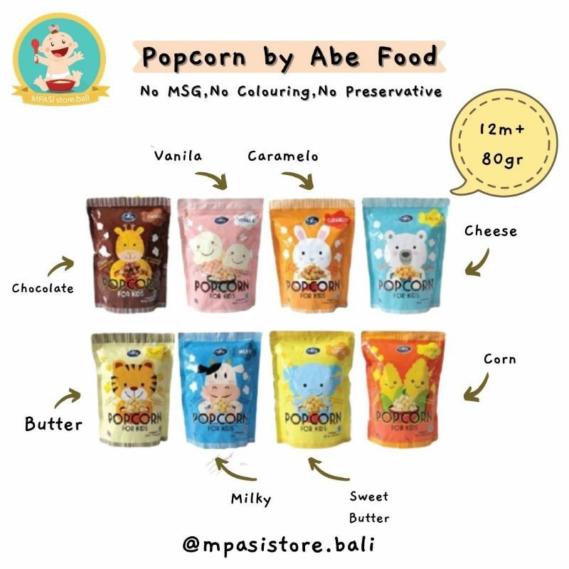

Abe Popcorn for kids Popcorn Sehat non MSG untuk Anak