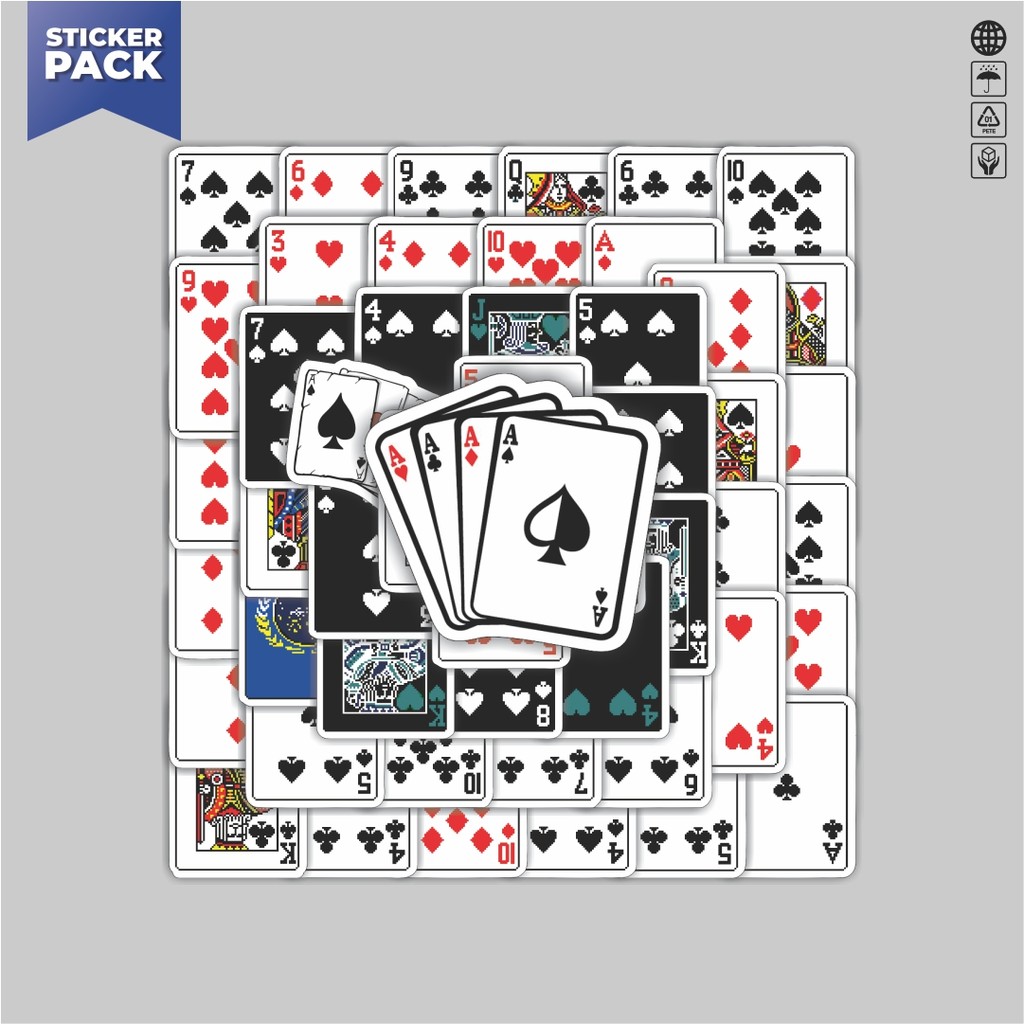 

[100PCS]Stiker Pack Stiker Kartu Poker V5 Aesthetic Vinyl Anti Air Dekorasi Sticker Laptop Buku Journal Koper Helm Casing HP Gitar Helm Skateboard