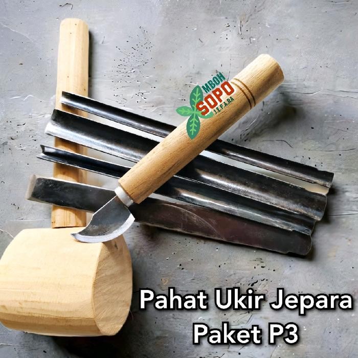 

Alat Bonsai dan Kerajinan, Pahat Ukir Kayu Jepara, Pahat Bonsai, Tatah Ukir Paket P3 Plus Palu - Plus Palu