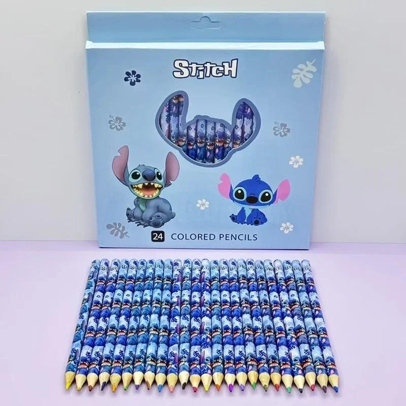

Disney Stitch 24pcs Pencil Set Anime School Supplies Kit with Sharpener Cute Kid Stationery Stitch Series Gift Box Birthday Gift