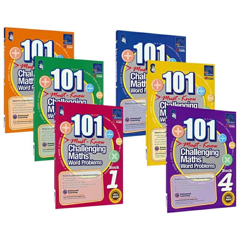 

New 6 Pcs/Set 101 Challenging Maths Word Problems Books Singapore Primary School Grade 1-6 Math Practice Book
