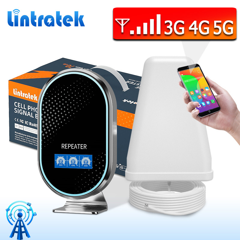 Lintratek 5g Cellular Signal Amplifier 900 1800 2100Mhz Cell Phone Network Booster Wireless Antenna 