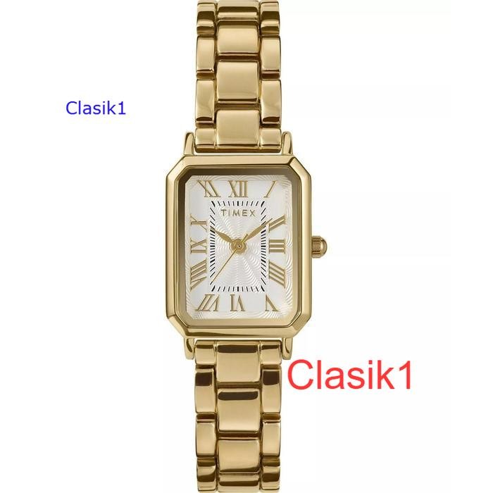 Original 100% TIMEX TW2Y01200 Jam Tangan Wanita Analog Stainless Gold 21mm  Dress Watch Tank Garansi