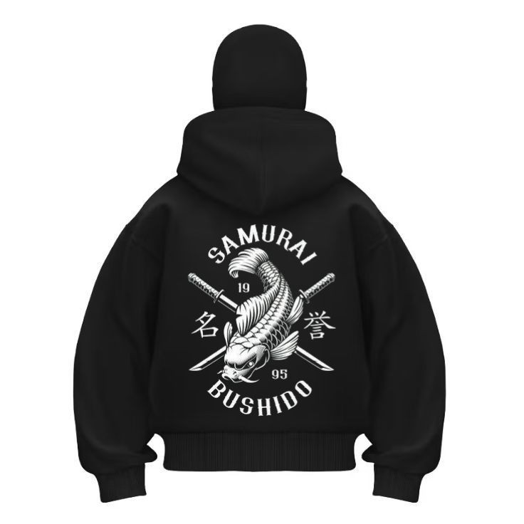 Jaket Balaclava Black SAMURAI BUSHIDO Sweater Hoodie Zipper Dobel Zipp Ninja Samurai Sweater Jumper 