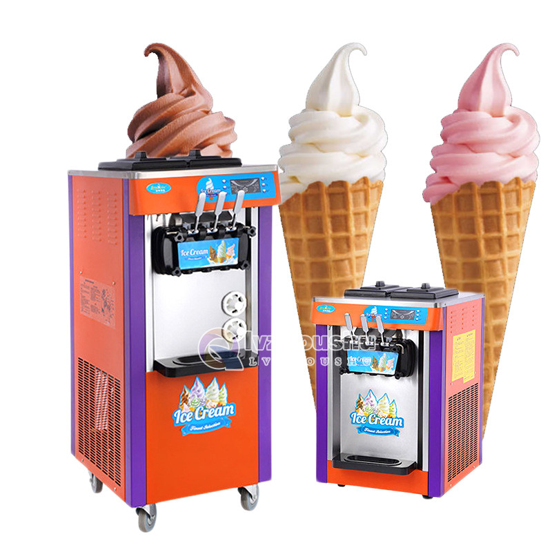 Commercial Soft Ice Cream Machine Maker Instant Ice Cone Filling Machine Table Top 3 Flavors Mini So