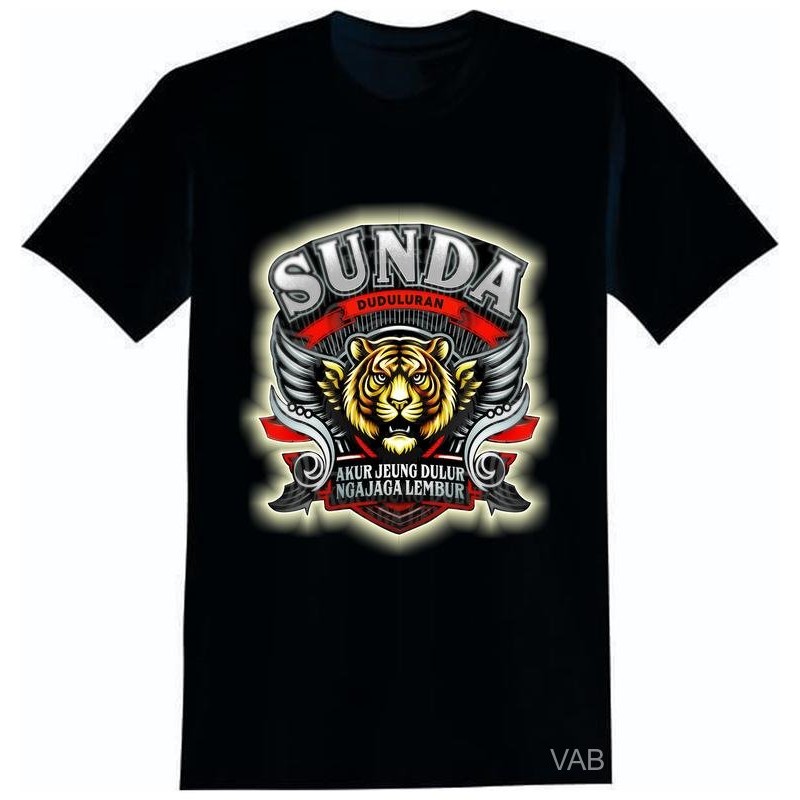 VBA Kaos sunda Atasan Gambar Kata-kata Oblong Cowok Dewasa Lengan Pendek Distro Katun Lembut baju di