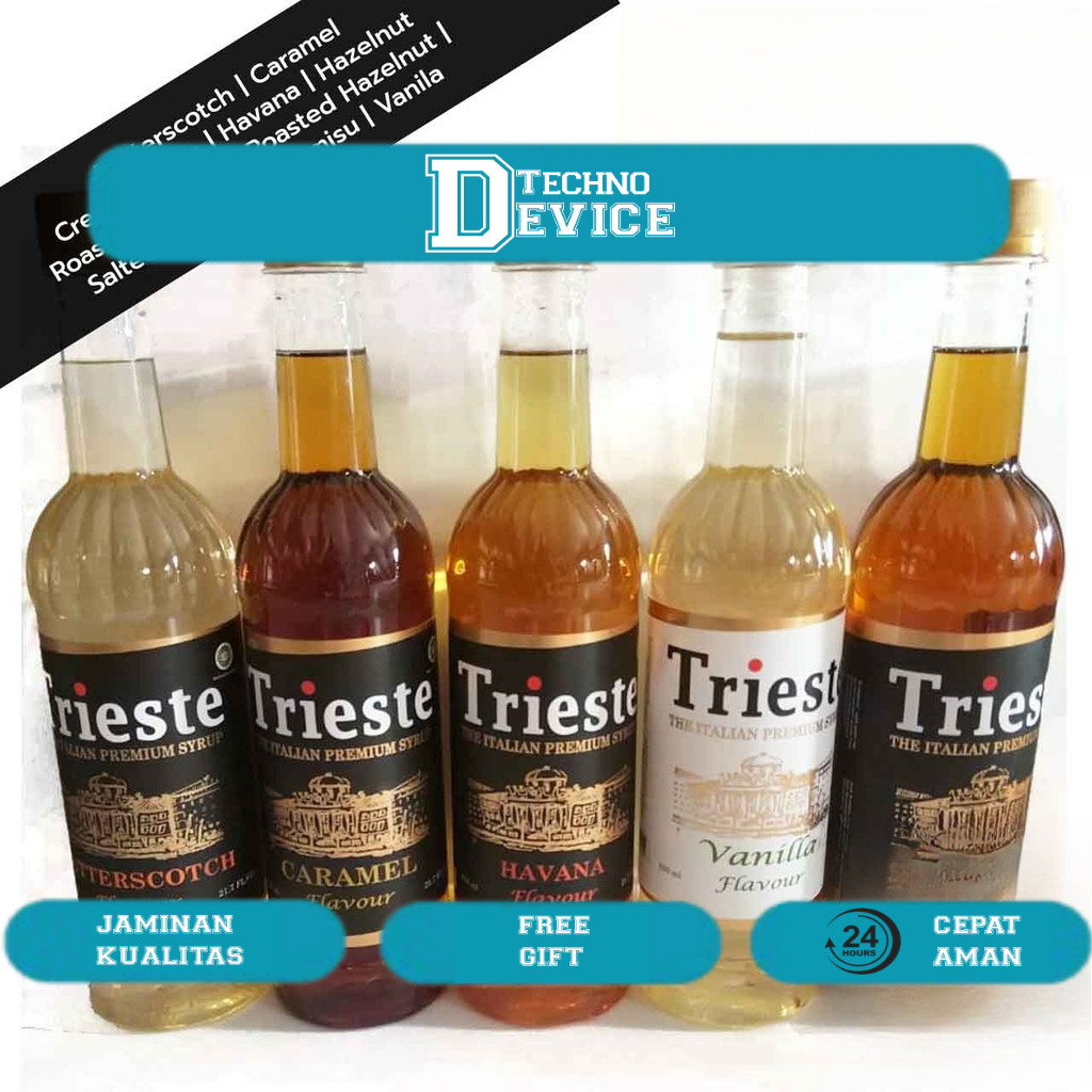 

Trieste Italian Syrup 650 mL - Coffee Syrup : Caramel, Vanila, Rum, Hazelnut, Irish Cream, Almond