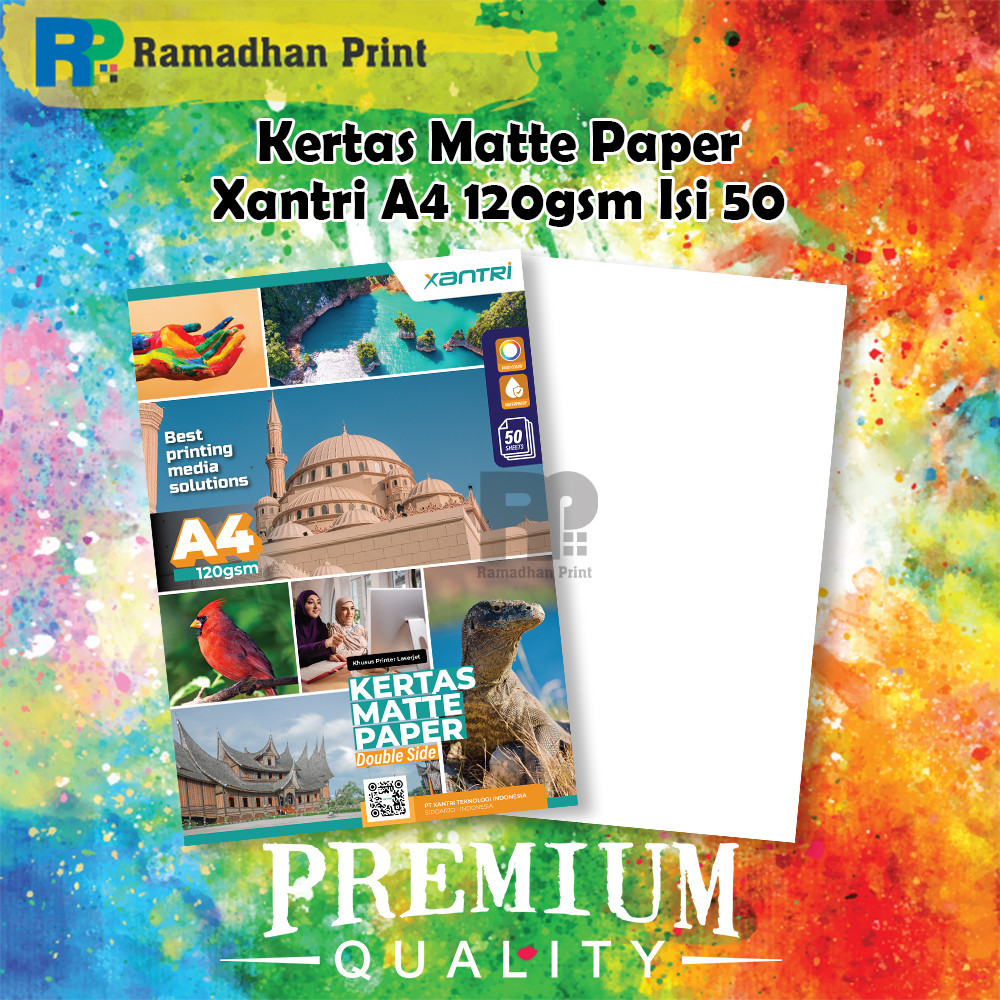 

Kertas Matte Double Side Premium A4 120 gsm 50 lb Photo Paper Mate Dof New Matte Paper 50 pcs 1 Pack