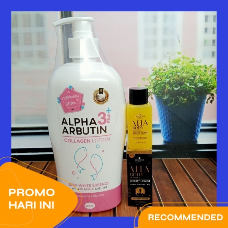 Alpha Arbutin Collagen Lotion + Aha Body Serum