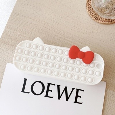 

promo ✨ -Tempat Pensil Pop It Kotak Pensil Sekolah Anak Pita Ribbon Gelembung - Polos Putih