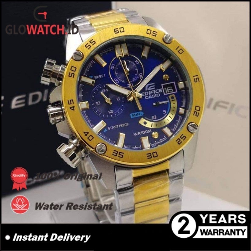 [Promo] Jam Tangan Pria Edifice EFR-558 / EFR558 Gold Stainless Steel Strap Original Casio (Garansi 