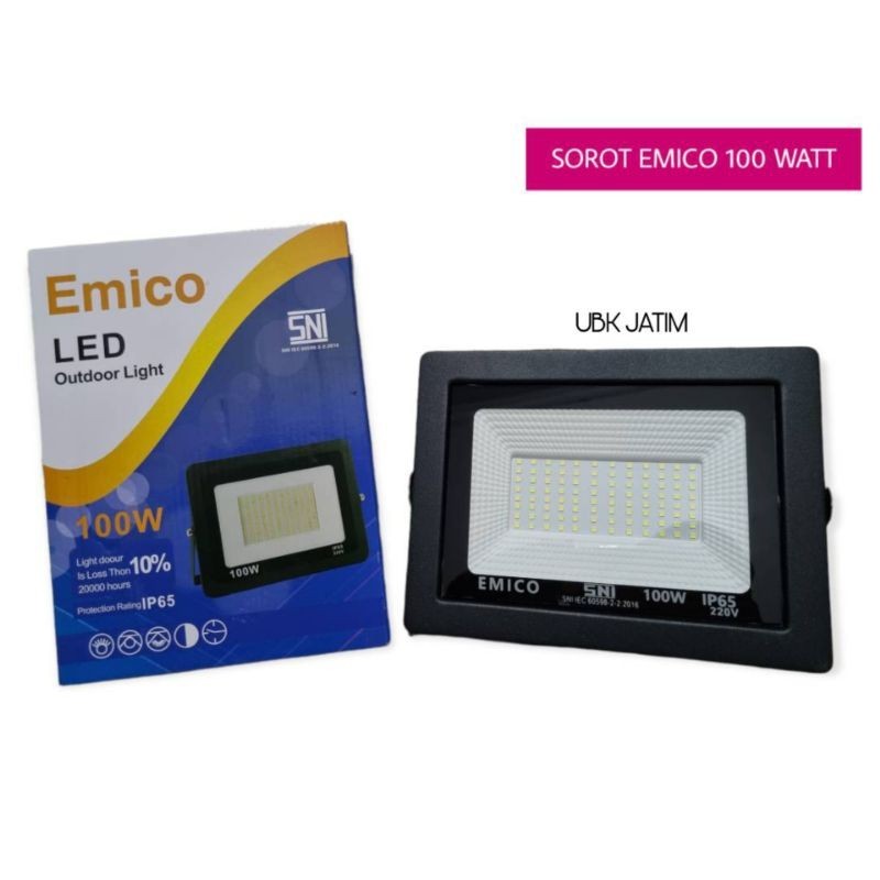 EMICO 100W LAMPU SOROT LAMPU TEMBAK TAMAN LED 100 WATT (Dus Biru) PUTIH