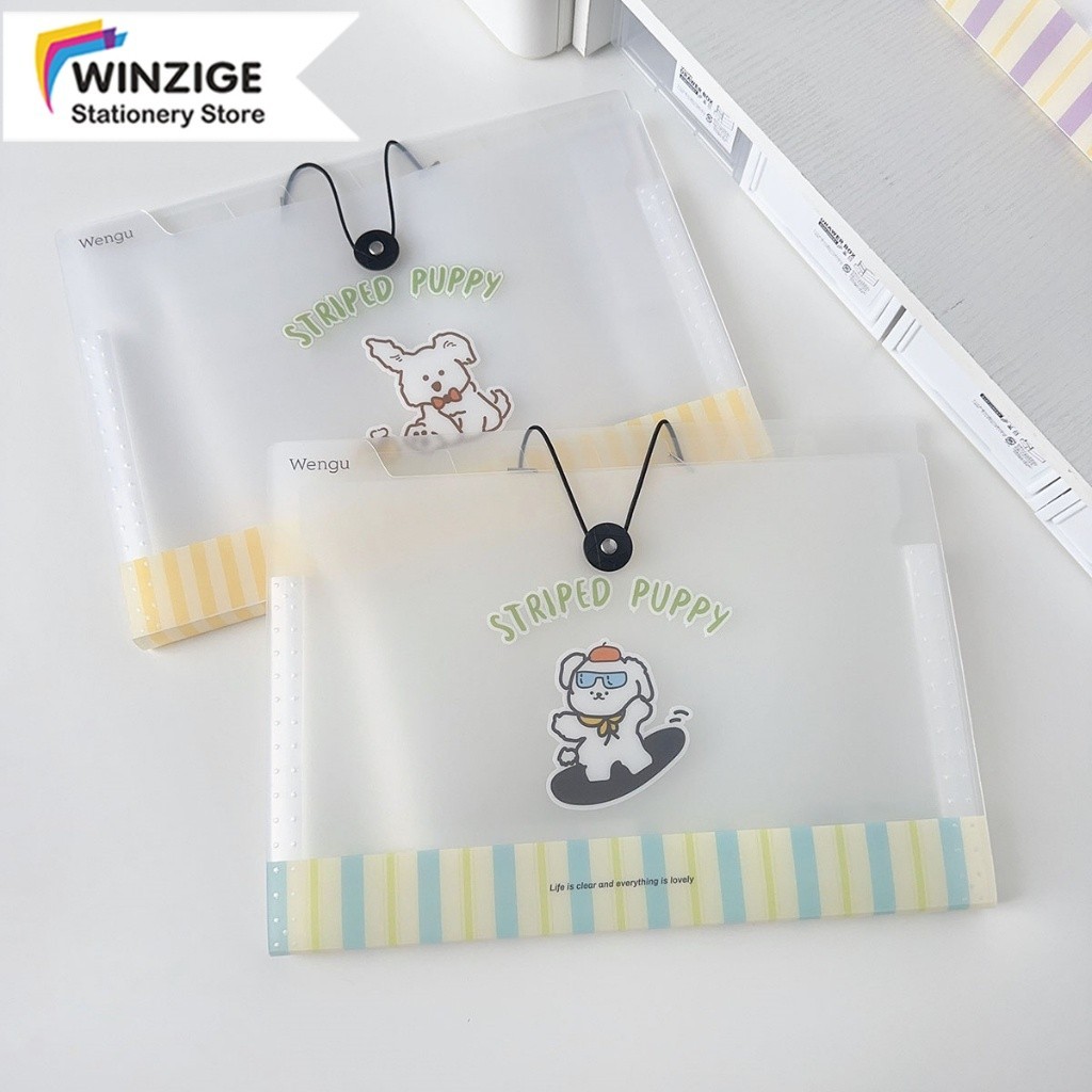 

SURABAYA Winzige Tas File A4 8 Sekat Indeks Bahan Cute Puppy Document Bag A4 File Folder Organizer Stationery Alat Tulis