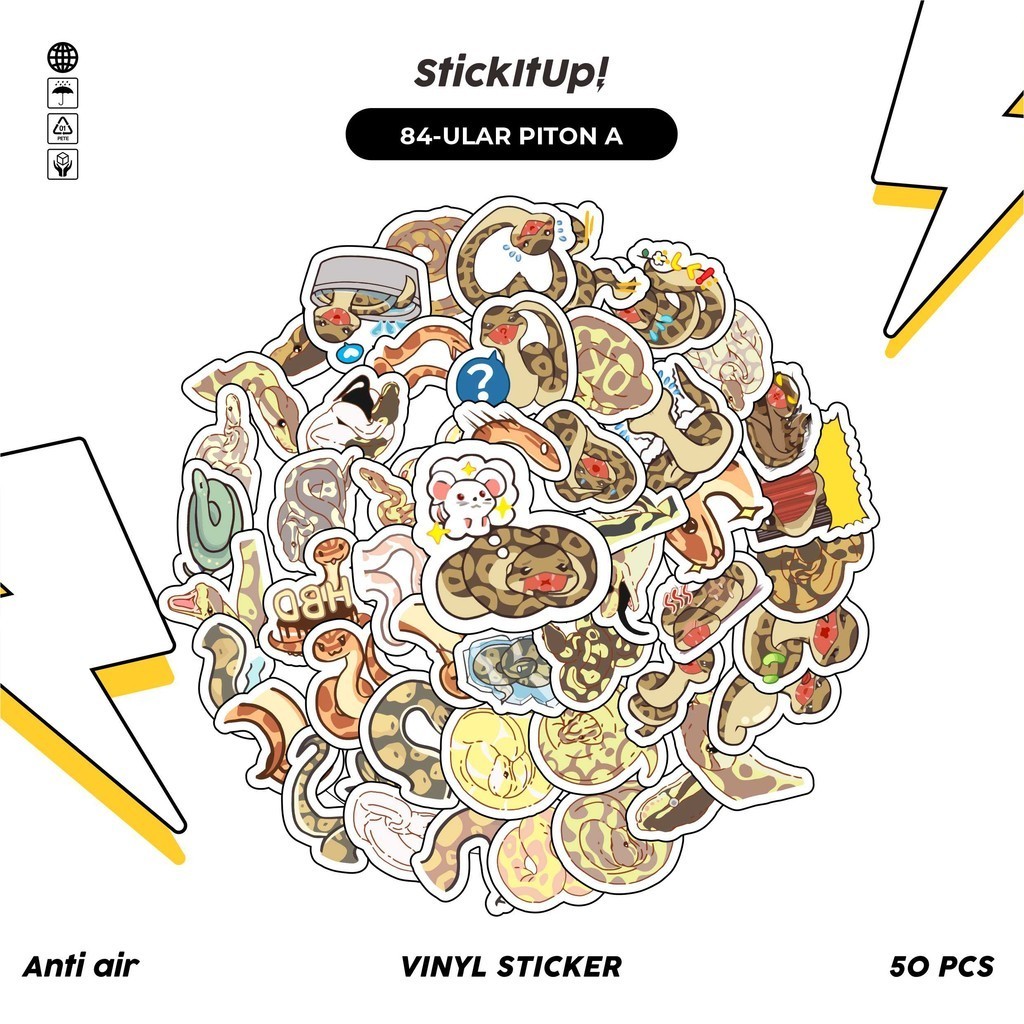 

COD✨ 50 Pcs Stiker Pack Graffiti Motif Kartun Hewan Ular Pyton Lucu Lucu Aesthetic Vynil Waterproof untuk Freebies Sticker Buku Journal Casing HP Laptop
