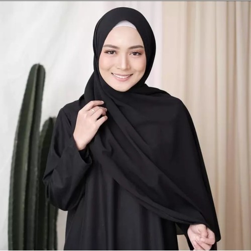 PASHMINA DIAMOND HIJAB PANJANG JILBAB SEGI EMPAT POLOS PANJANG - Hitam