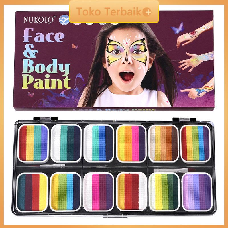 

Face Painting + 2 Kuas Lukis Make up Kit Body Paint Art Supplies Paint Brushes